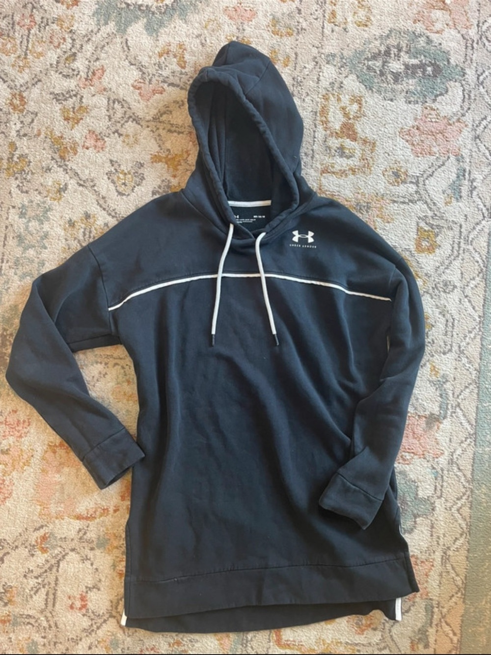 Under Armour Black Hoodie with White Piping